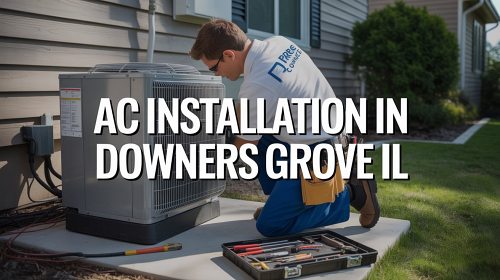 A clean and modern HVAC unit installed by Pure Climate in a Downers Grove home.